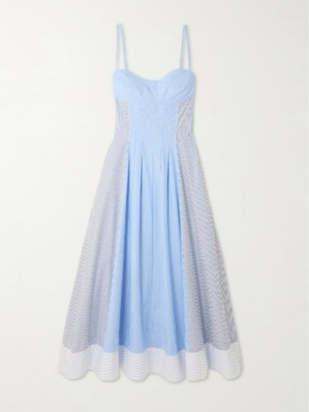 SIMKHAI Chamberlain paneled striped cotton-poplin midi dress - Picture 3 of 10